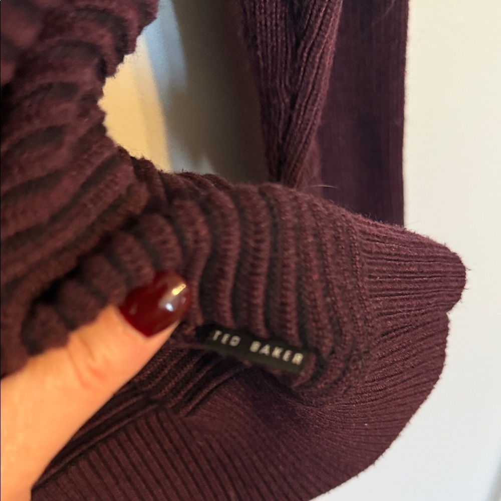 Ted Baker Men's Dark Red Zip-Up Mock Neck Long Sleeve Cardigan XL - Picture 8 of 13